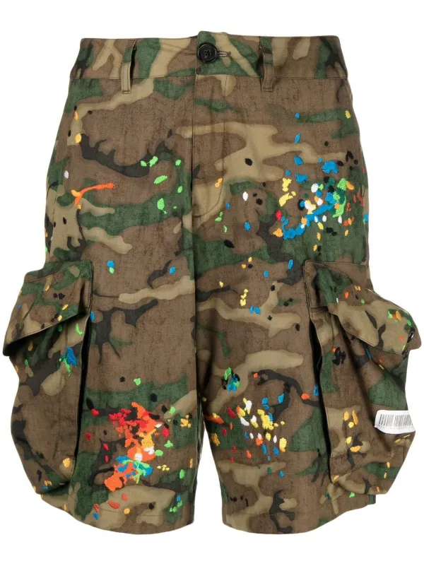 Mostly Heard Rarely Seen Camouflage paint-embroidered Cargo Shorts