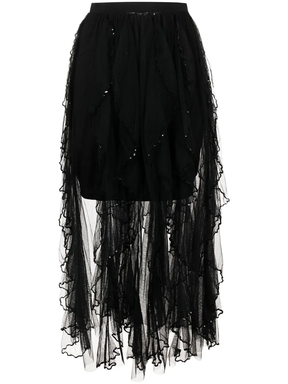 

TWINSET ruffle tulle midi skirt - Black