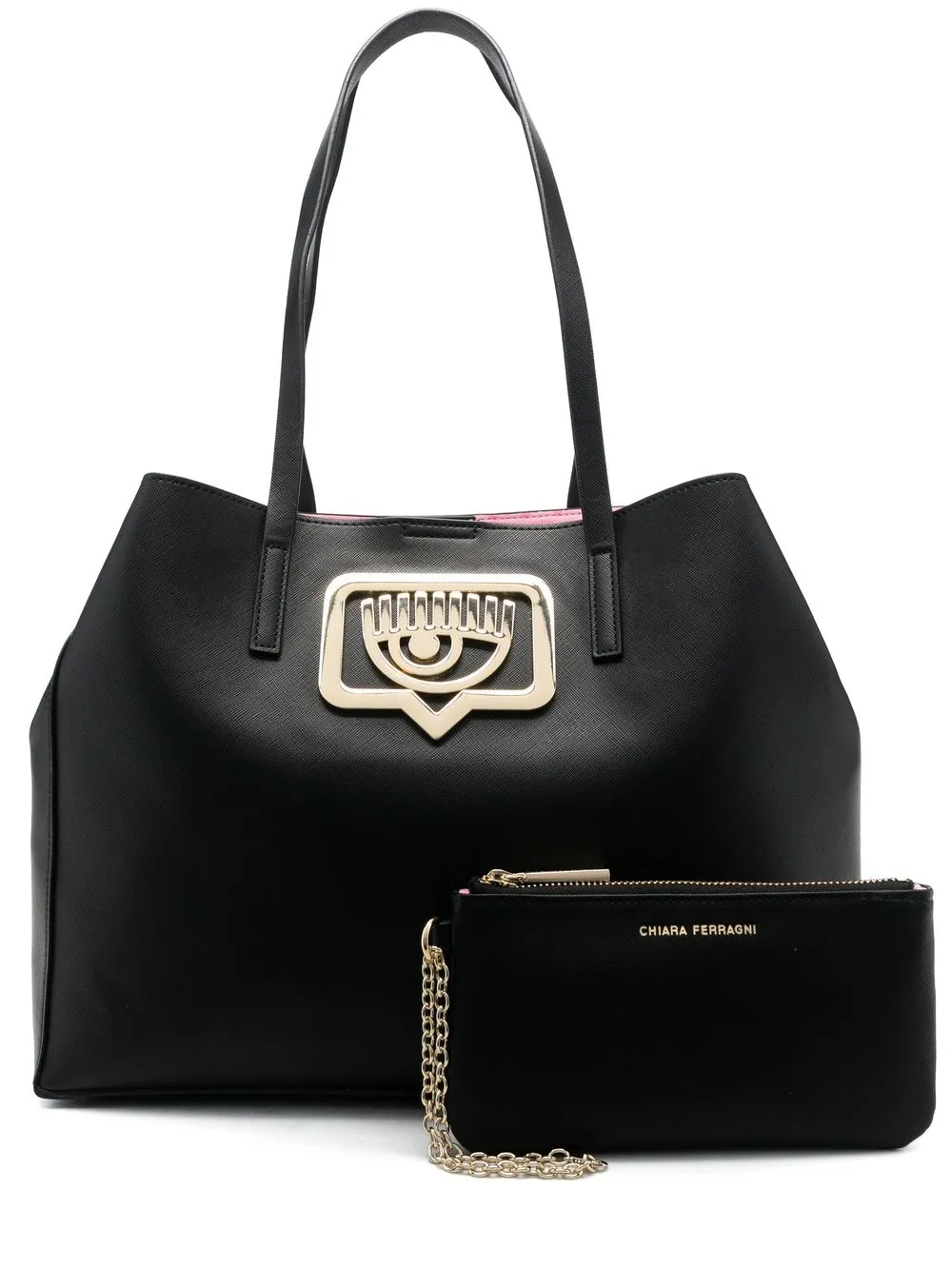 

Chiara Ferragni logo-plaque faux-leather tote bag - Black