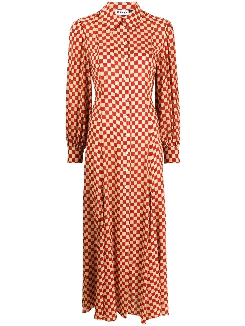 

Rixo Maddison checkerboard-print shirt dress - Red