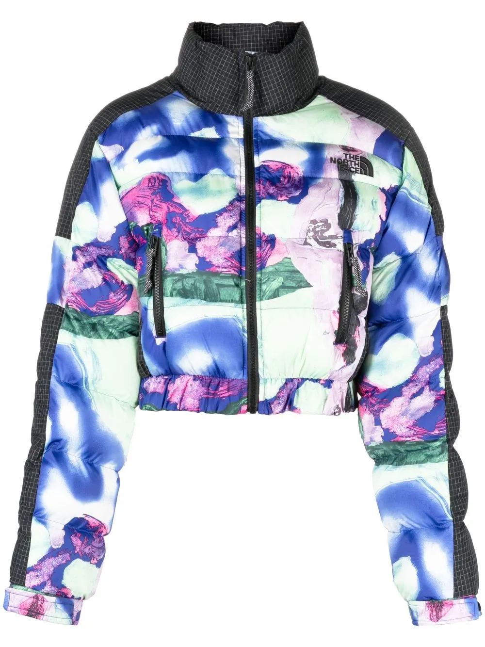 

The North Face graphic-print quilted cropped jacket - Black
