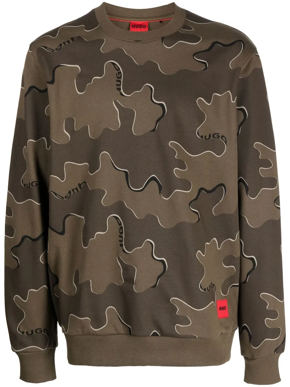HUGO Graphic Print Cotton Sweatshirt Brown FARFETCH