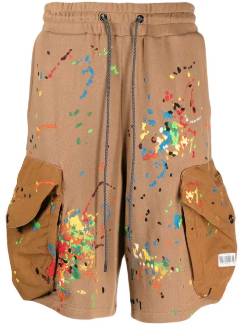 Mostly Heard Rarely Seen paint-embroidered cargo shorts