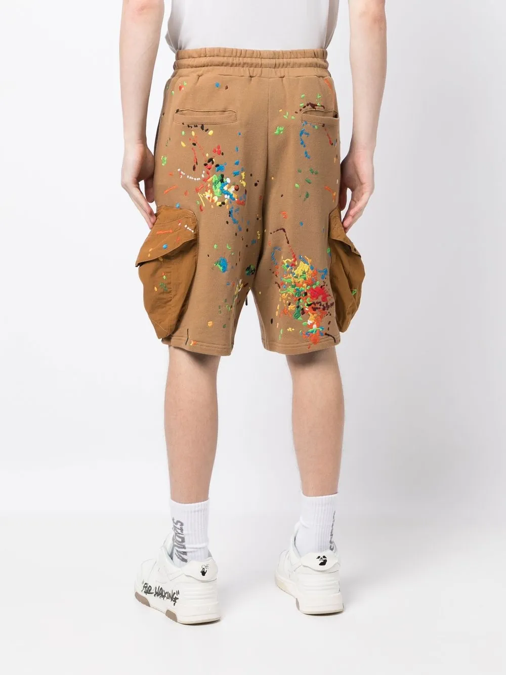 Shop Mostly Heard Rarely Seen Paint-embroidered Cargo Shorts In Brown