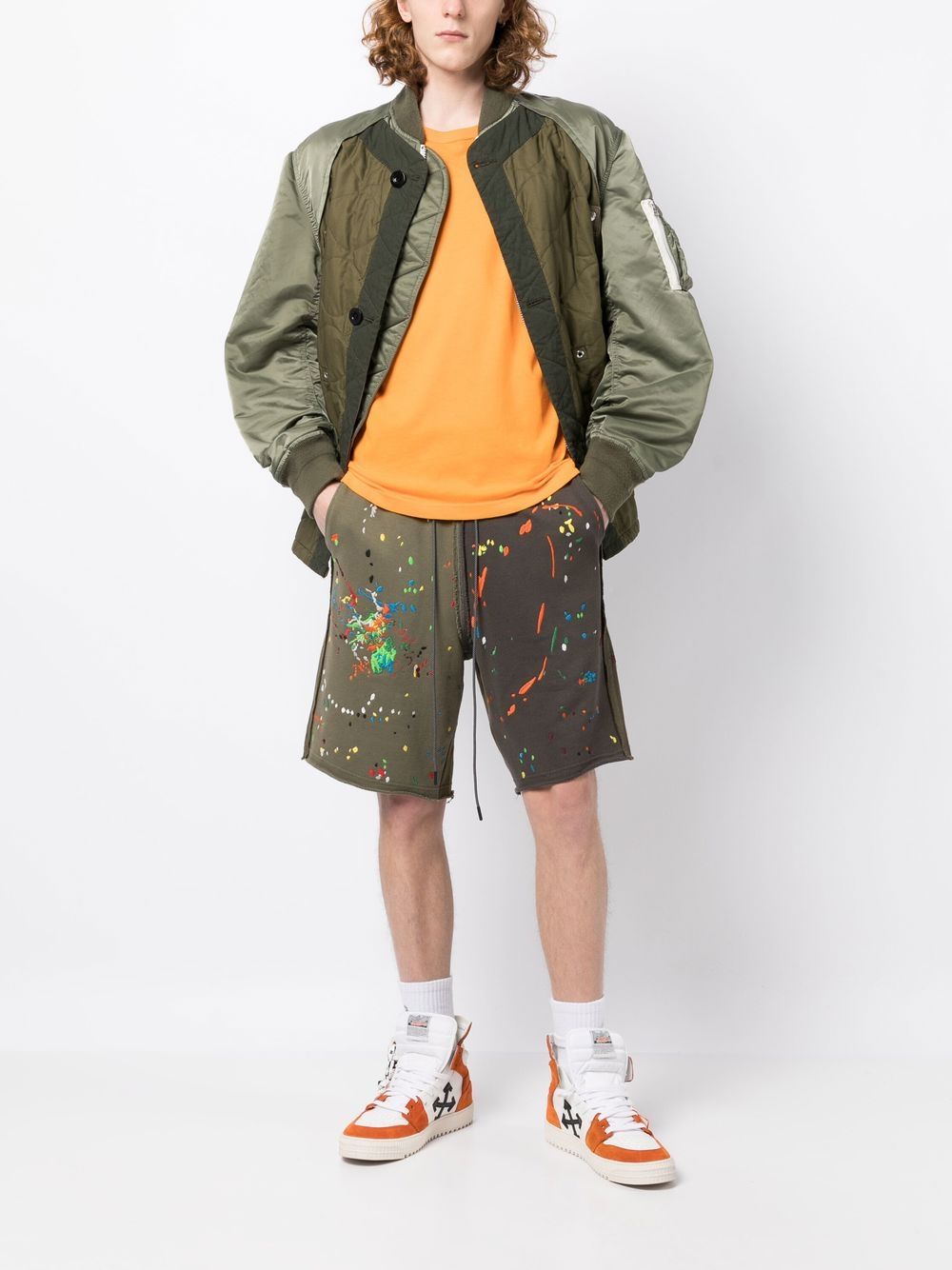 Shop Mostly Heard Rarely Seen Panelled Paint-embroidered Shorts In Green