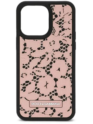 Dolce & Gabbana floral-lace iPhone 14 Pro Max Case | Pink
