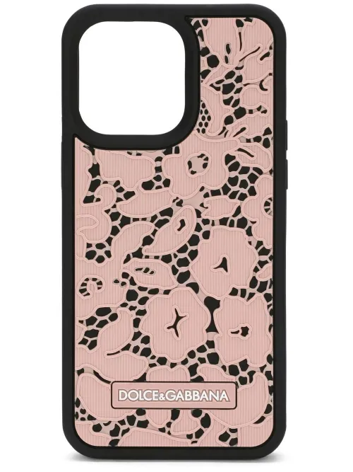 Coque d'iPhone 14 Pro Max en dentelle fleurie - Dolce & Gabbana - Modalova