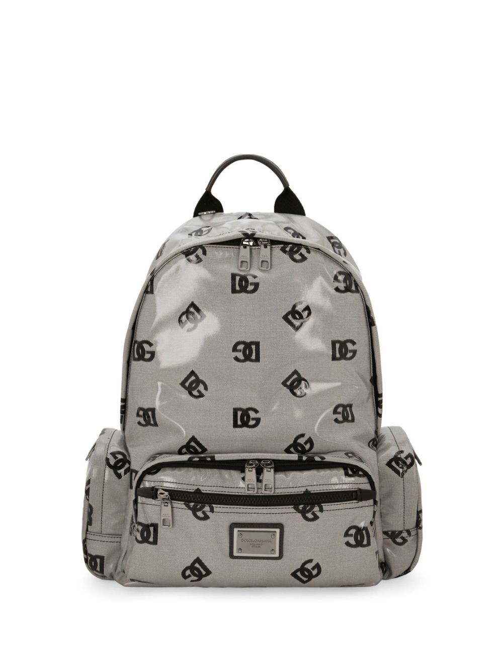 Dolce & Gabbana Coated Fabric Backpack With Logo In Grey