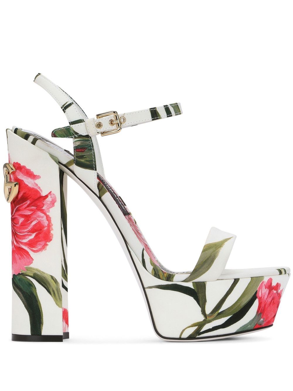 Dolce & Gabbana Floral-print Platform Sandals In White