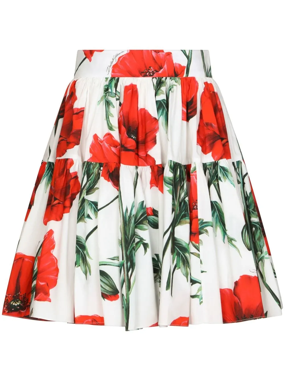 Image 1 of Dolce & Gabbana poppy-print A-line skirt