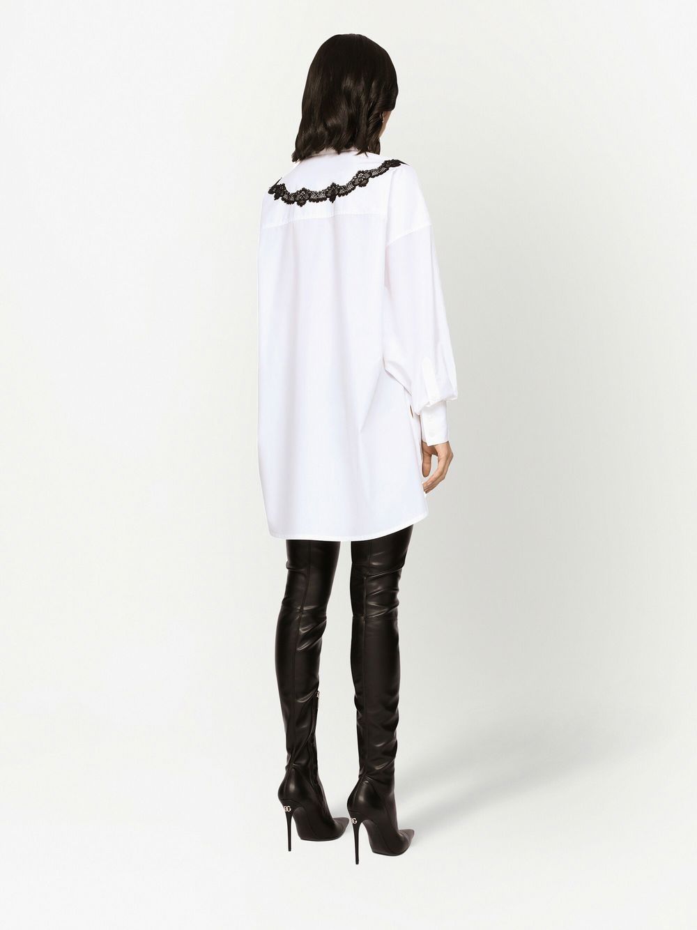 Shop Dolce & Gabbana Lace-insert Poplin Shirt In White