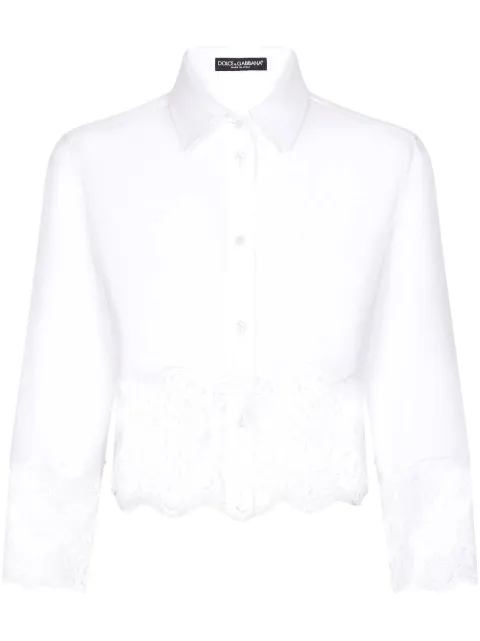 Dolce & Gabbana lace-insert cropped poplin shirt