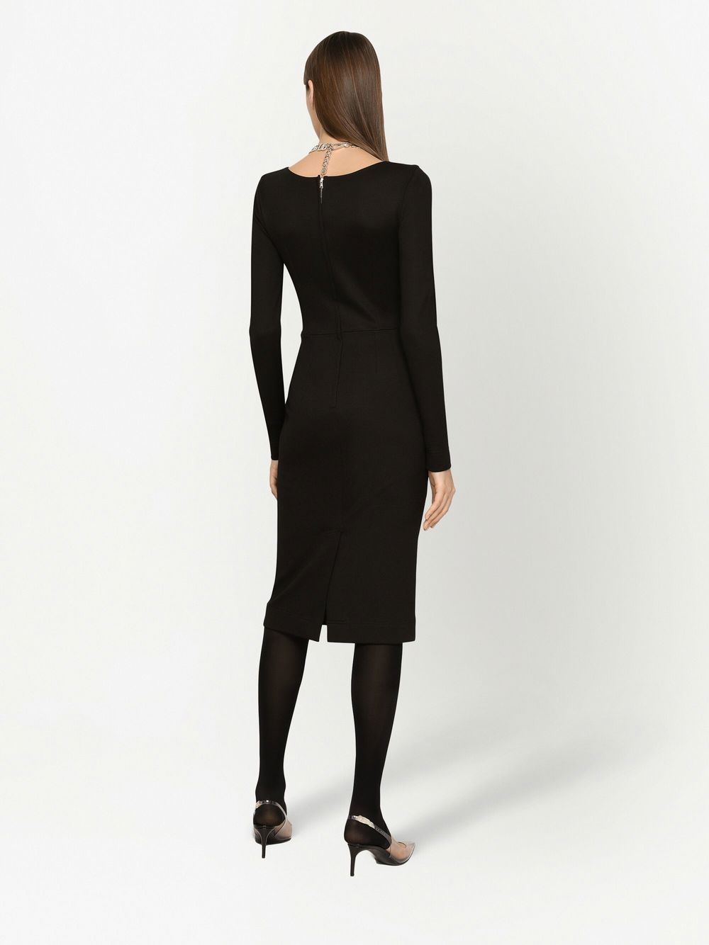 Shop Dolce & Gabbana Dg-logo Milano-rib Midi Dress In Black