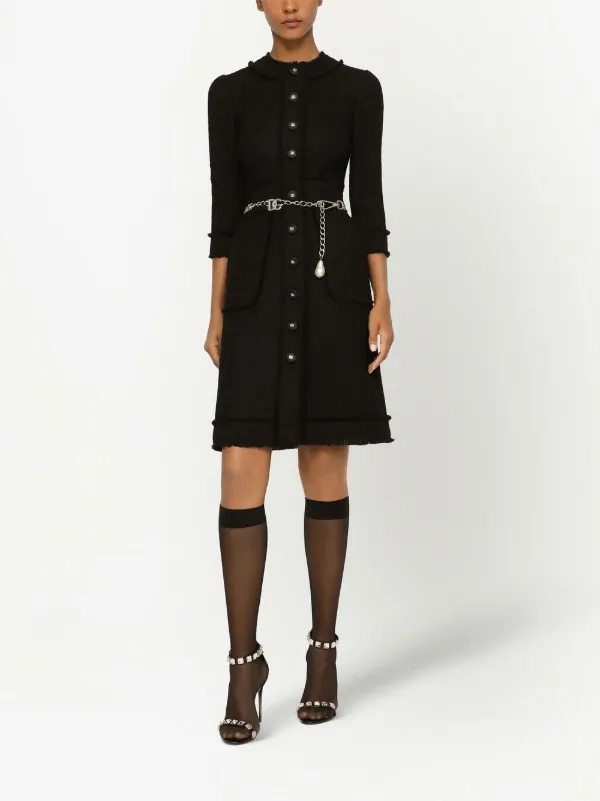 Dolce & Gabbana Tweed Midi Dress | Black | FARFETCH