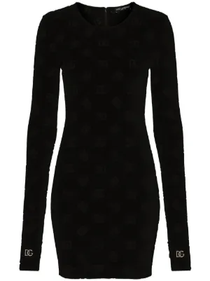 Miu Miu Ribbed Knit Jersey Dress | Grey | FARFETCH