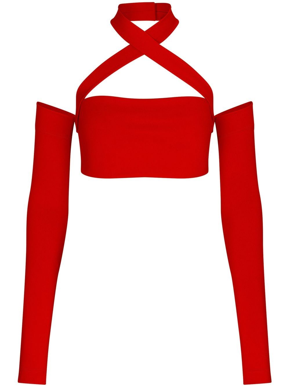 Shop Dolce & Gabbana Halterneck Cut-out Top In Red
