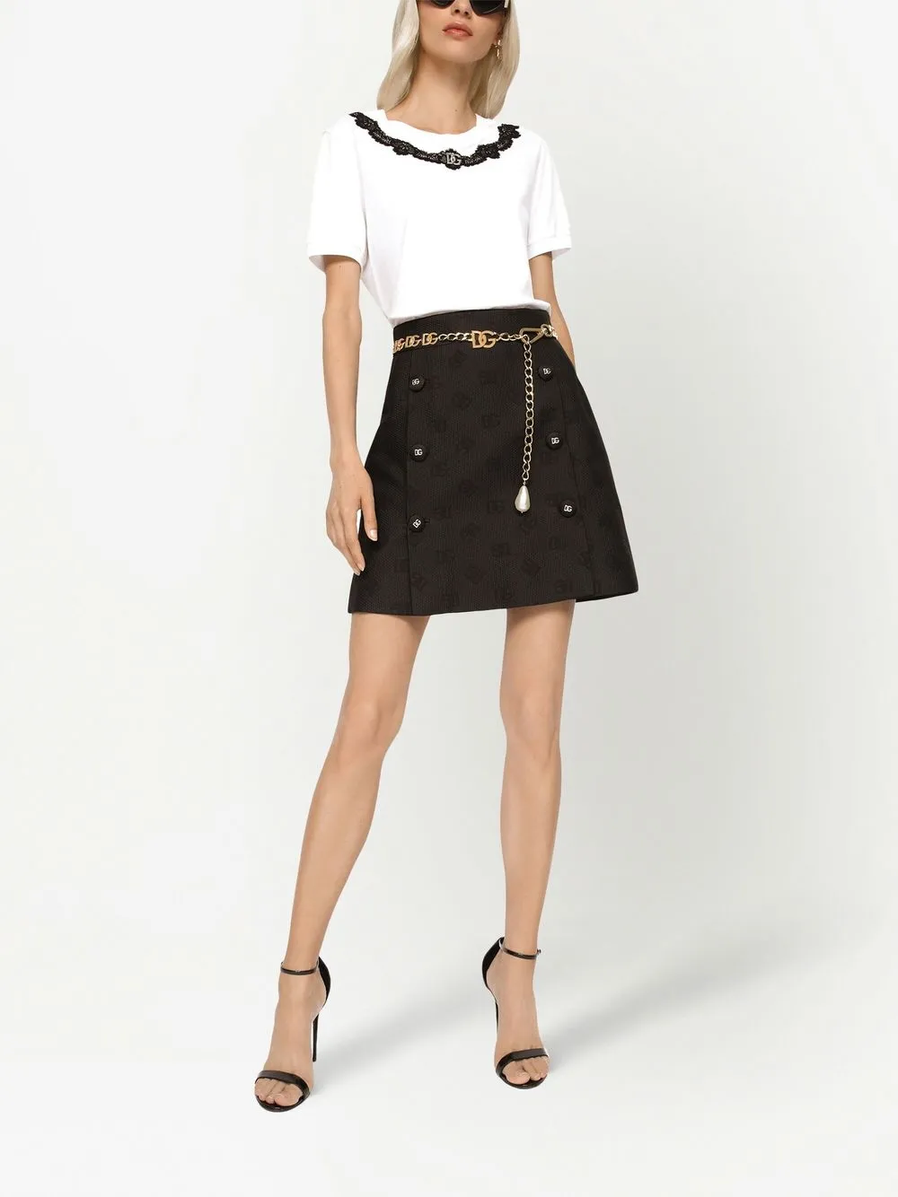 Dolce & Gabbana playera con detalle de encaje y logo DG | Playeras y jerséis | Image 2