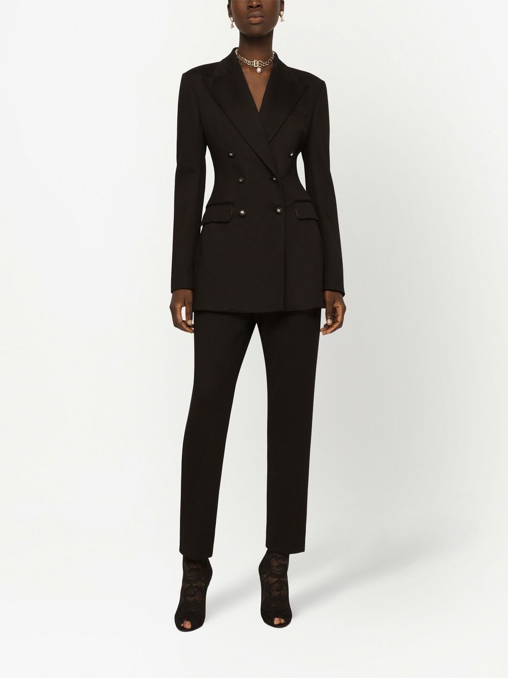 Shop Dolce & Gabbana Milano-rib Tapered-leg Trousers In Black