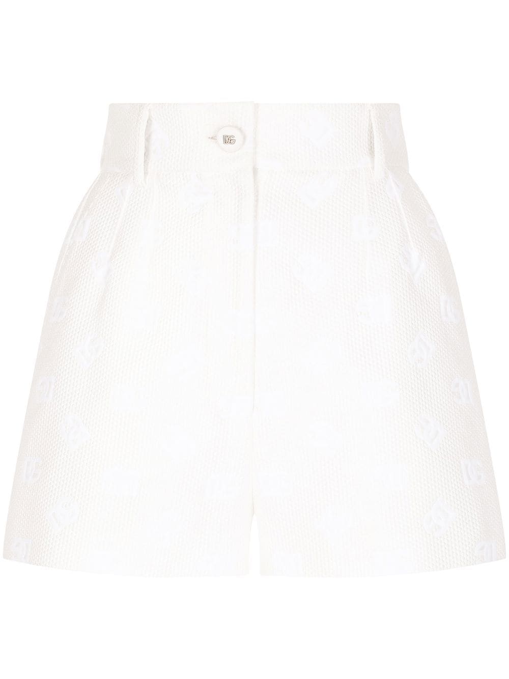 Shop Dolce & Gabbana Dg-logo Jacquard Shorts In White