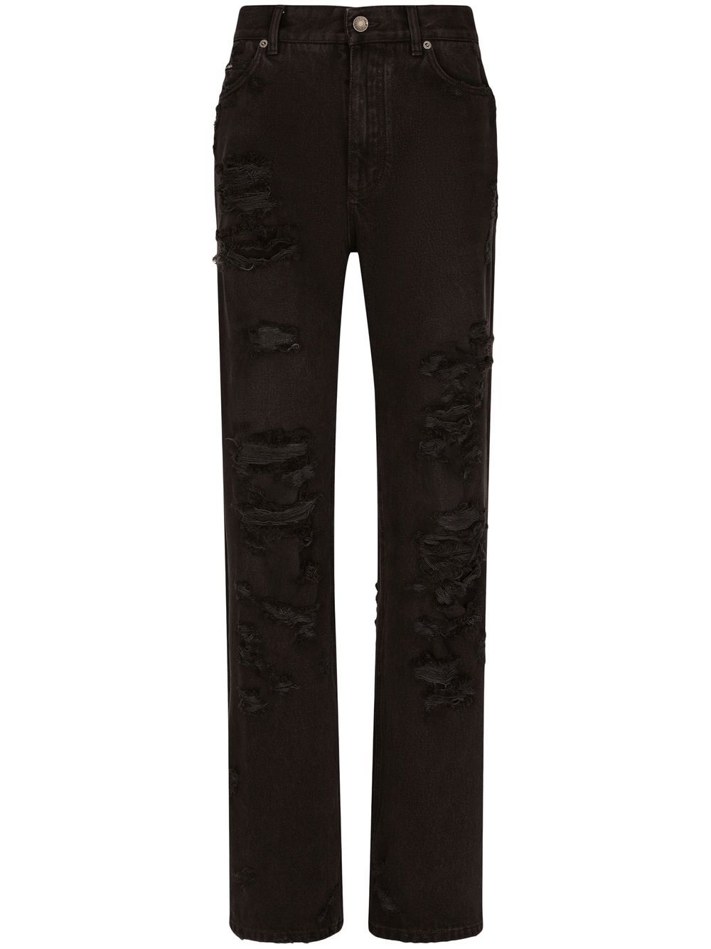 Shop Dolce & Gabbana Distressed Flared Jeans In Black