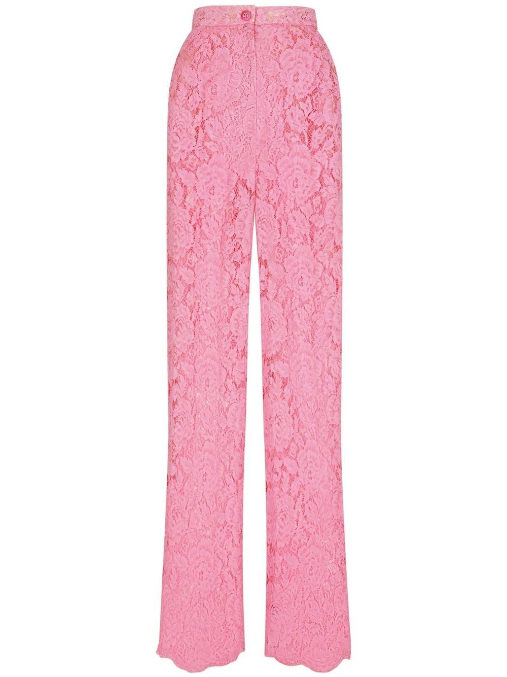Shop Dolce & Gabbana Floral-lace Flared Trousers In Pink