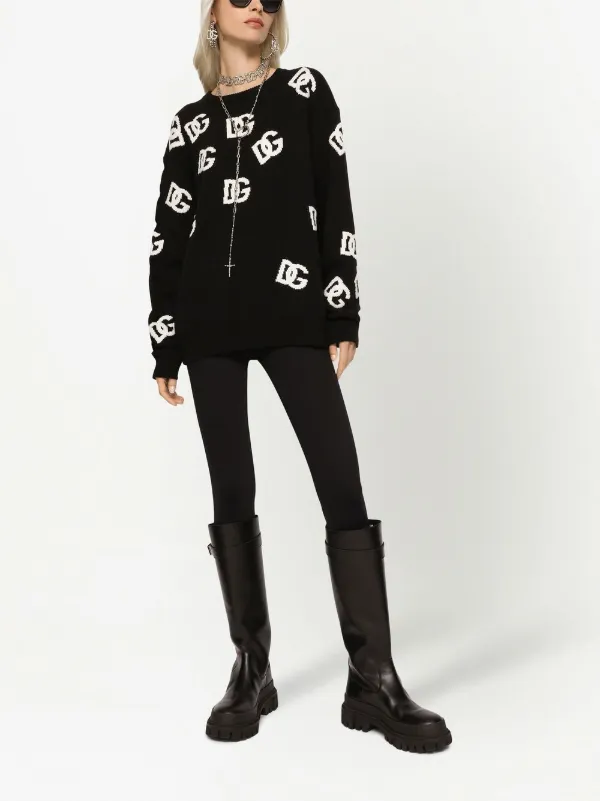 Dolce & Gabbana Suéter De Cashmere Com Logo DG | Preto | FARFETCH BR