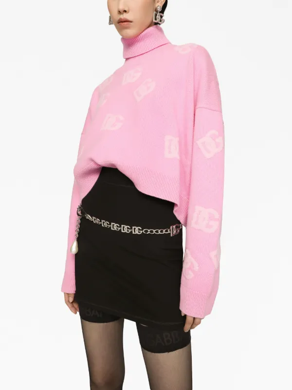 Dolce & Gabbana DG-logo Cropped Cashmere Sweater | Pink | FARFETCH AE