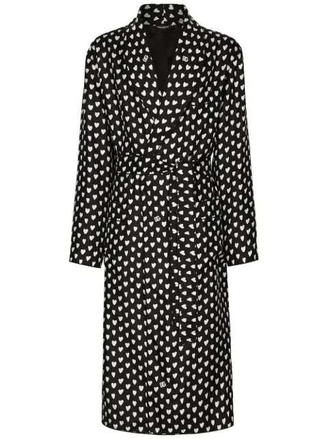 Dolce & Gabbana heart-print belted coat