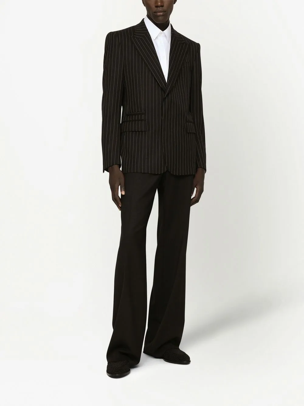 Dolce & Gabbana Striped Single-breasted Blazer In Black