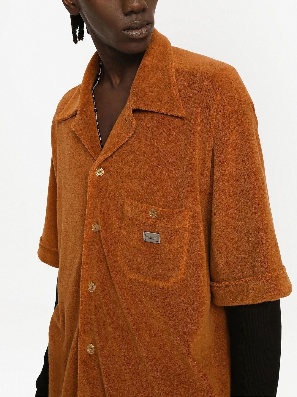 Shop Dolce & Gabbana Terry-cloth Effect Shirt In Brown