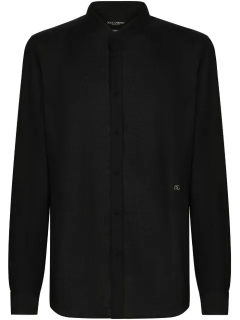 Dolce & Gabbana Martini-fit logo-tag linen shirt