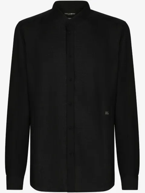 Dolce & Gabbana Martini-fit logo-tag linen shirt