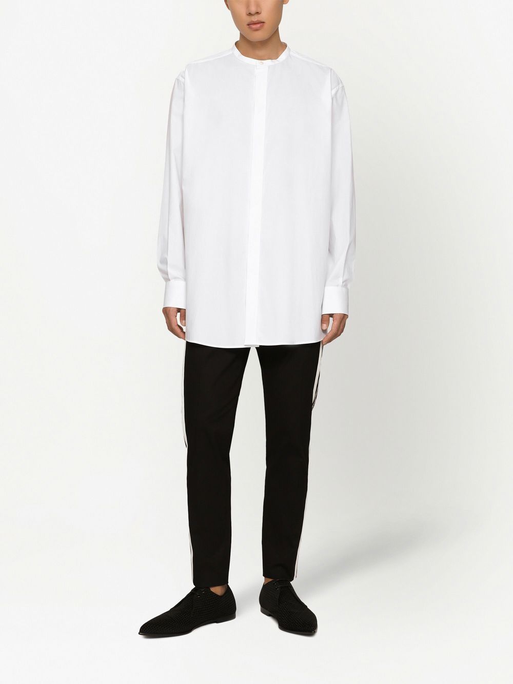 Shop Dolce & Gabbana Collarless Long Shirt In White