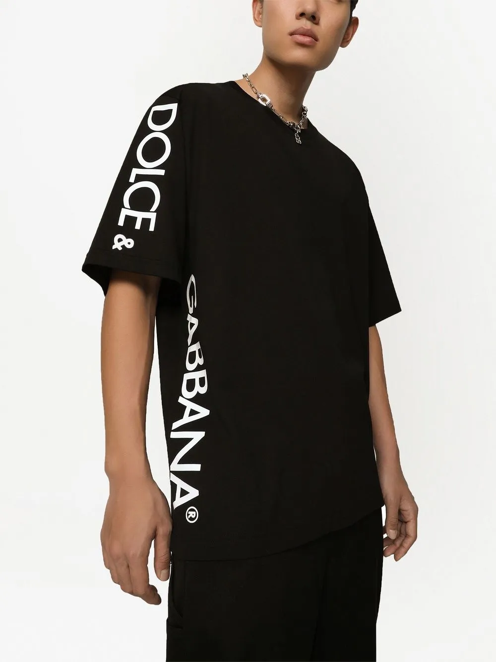 Shop Dolce & Gabbana Logo-print Cotton T-shirt In Black