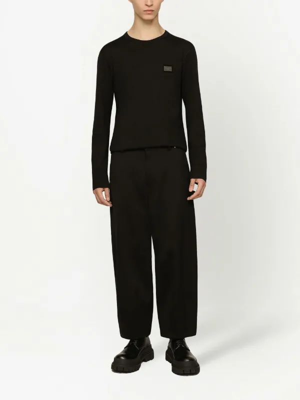 Dolce & Gabbana logo-tag long-sleeve T-shirt | Black | FARFETCH IN