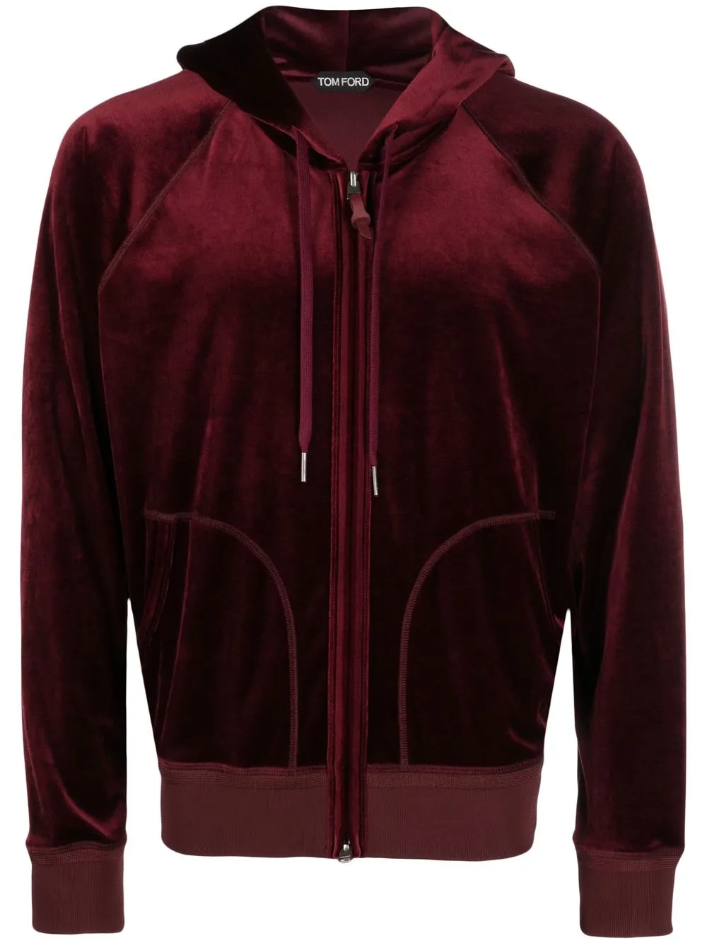 

TOM FORD zip-up velvet hoodie - Red