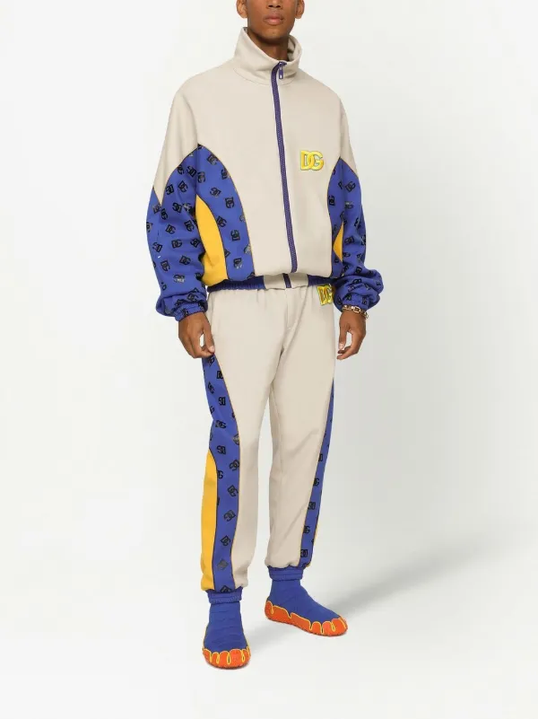 Dolce & Gabbana logo-patch Knit Sports Jacket | Neutrals | FARFETCH