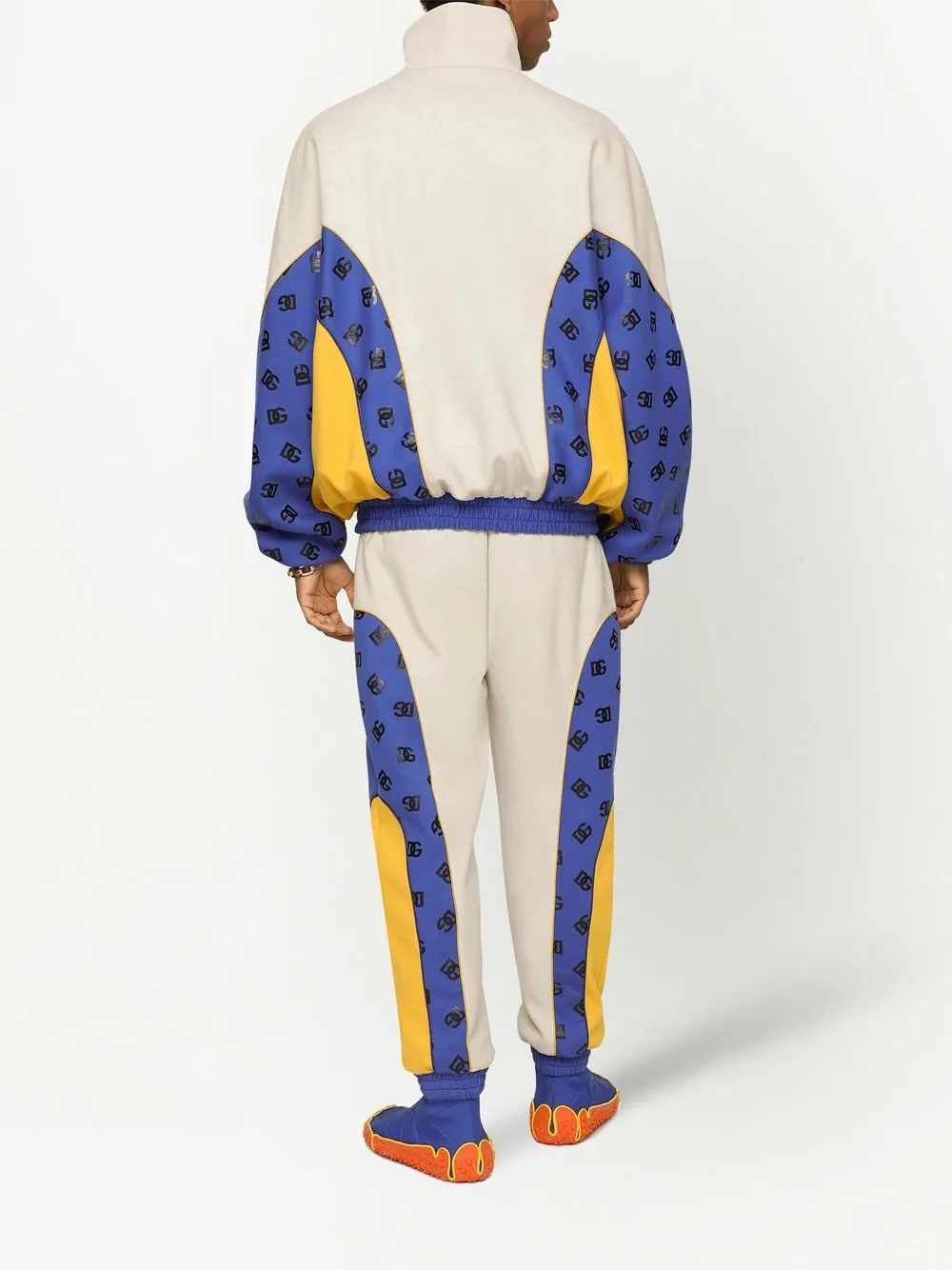 Dolce & Gabbana Logo-patch Knit Sports Jacket In Neutrals