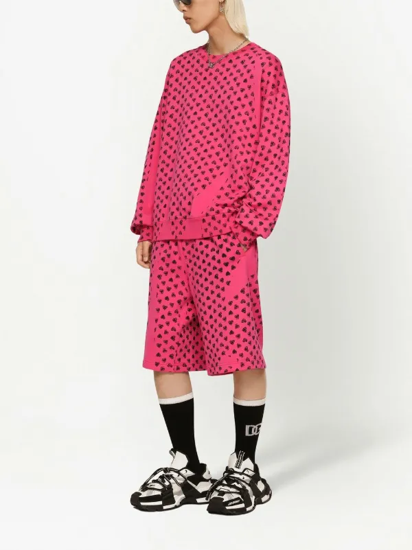 Dolce & Gabbana heart-print long-sleeve Sweatshirt | Pink | FARFETCH
