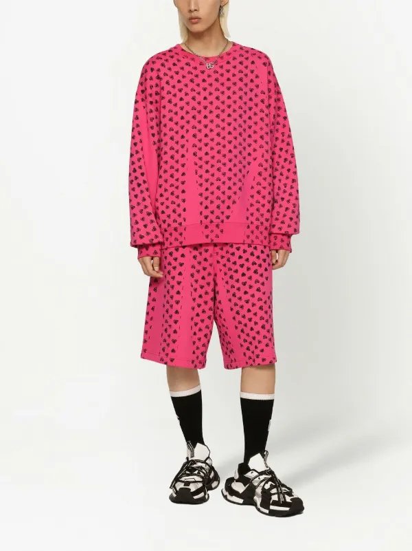 Dolce & Gabbana heart-print long-sleeve Sweatshirt | Pink | FARFETCH