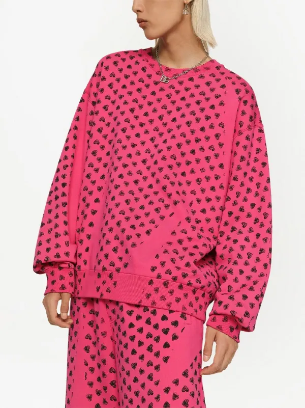 Dolce & Gabbana heart-print long-sleeve Sweatshirt | Pink | FARFETCH