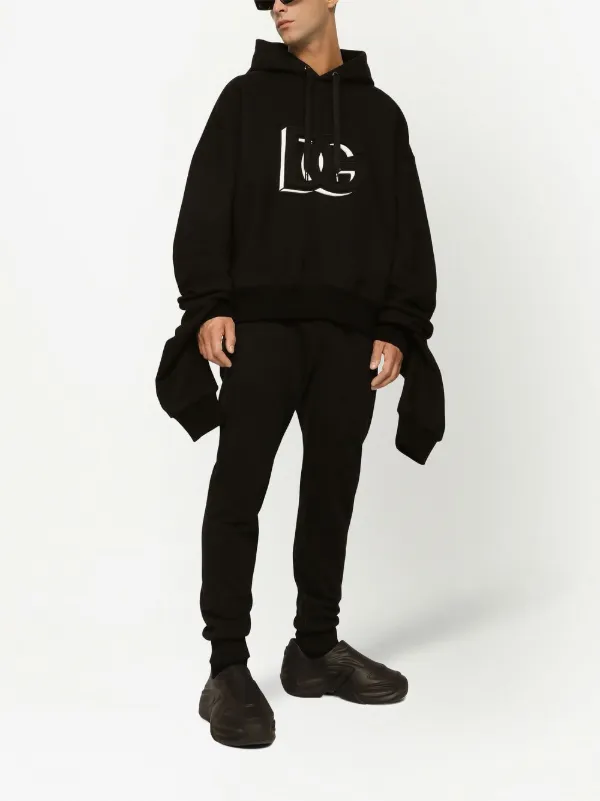 DOLCE & GABBANA♦イタリア製 ロゴプリント 長袖パーカー 黒 50 Dolce & Gabbana ロゴ パーカー | ブラック | FARFETCH JP