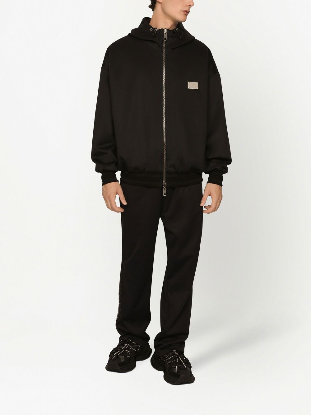 Shop Dolce & Gabbana Logo-tag Reversible Hooded Jacket In Black