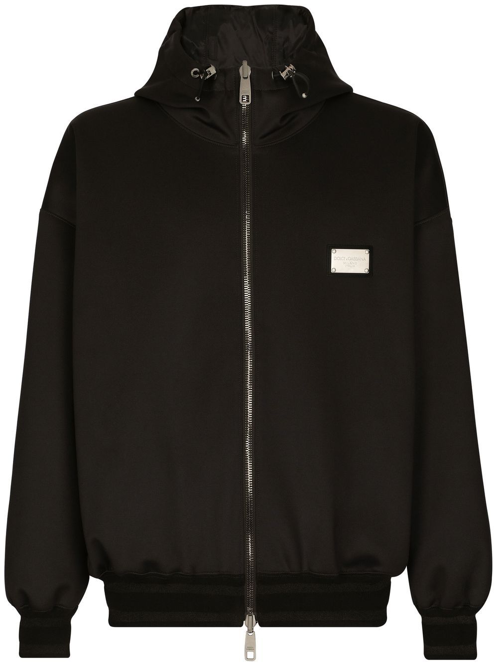 Dolce & Gabbana Monogram Hooded Padded Jacket In Black