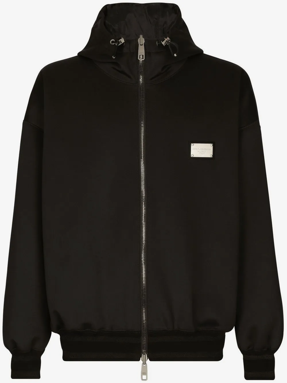 Dolce & Gabbana logo-plaque reversible hooded jacket | Black | Image 1