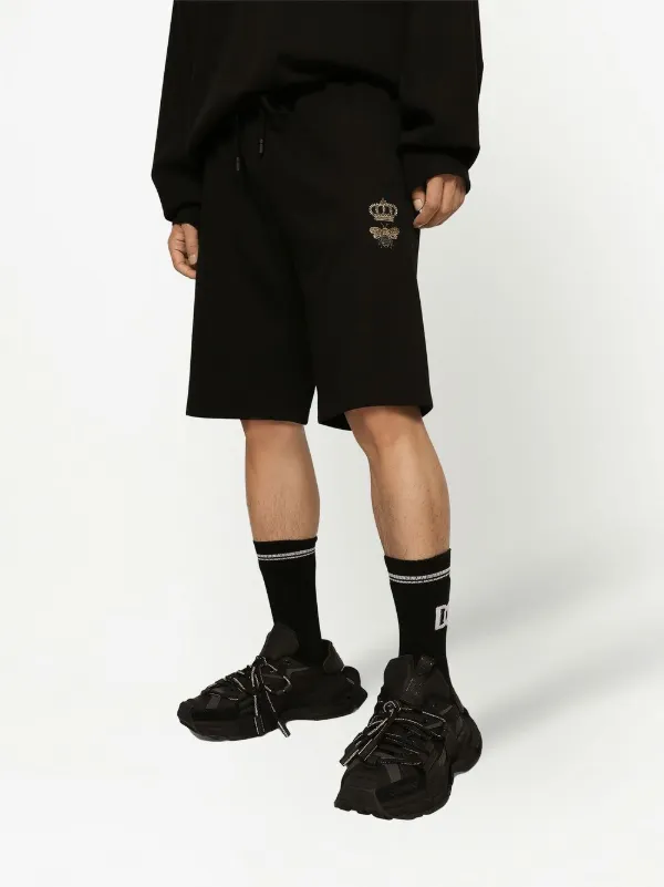【関税＆送料込み】Dolce & Gabbana Shorts With Logo Embroid Short swim trunks with jacquard DG Monogram in Black for Men