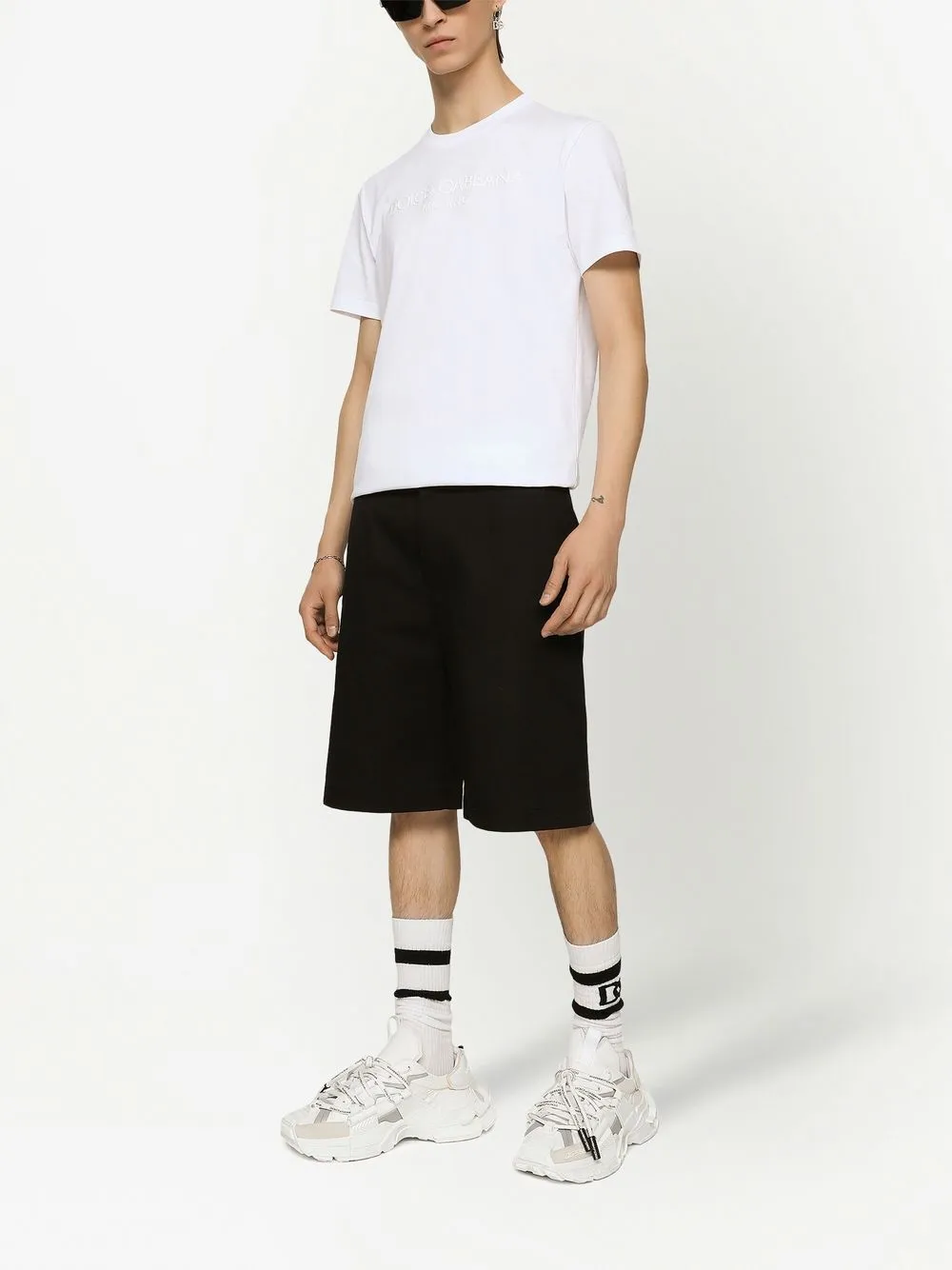 Dolce & Gabbana Bermuda shorts met logo-plakkaat - Zwart