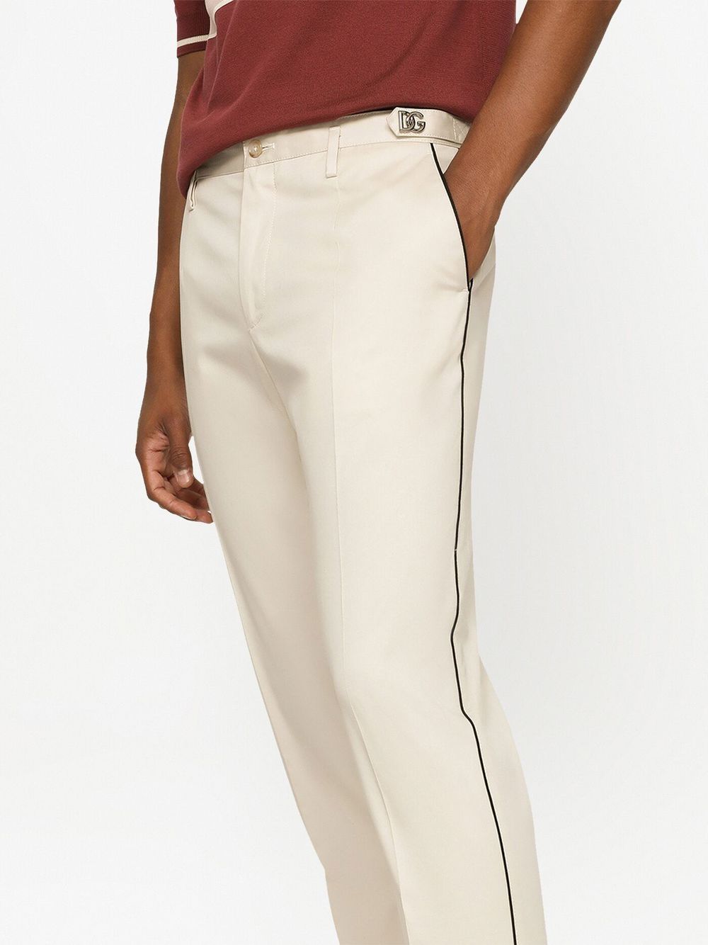 Shop Dolce & Gabbana Logo-tag Tailored Trousers In Neutrals