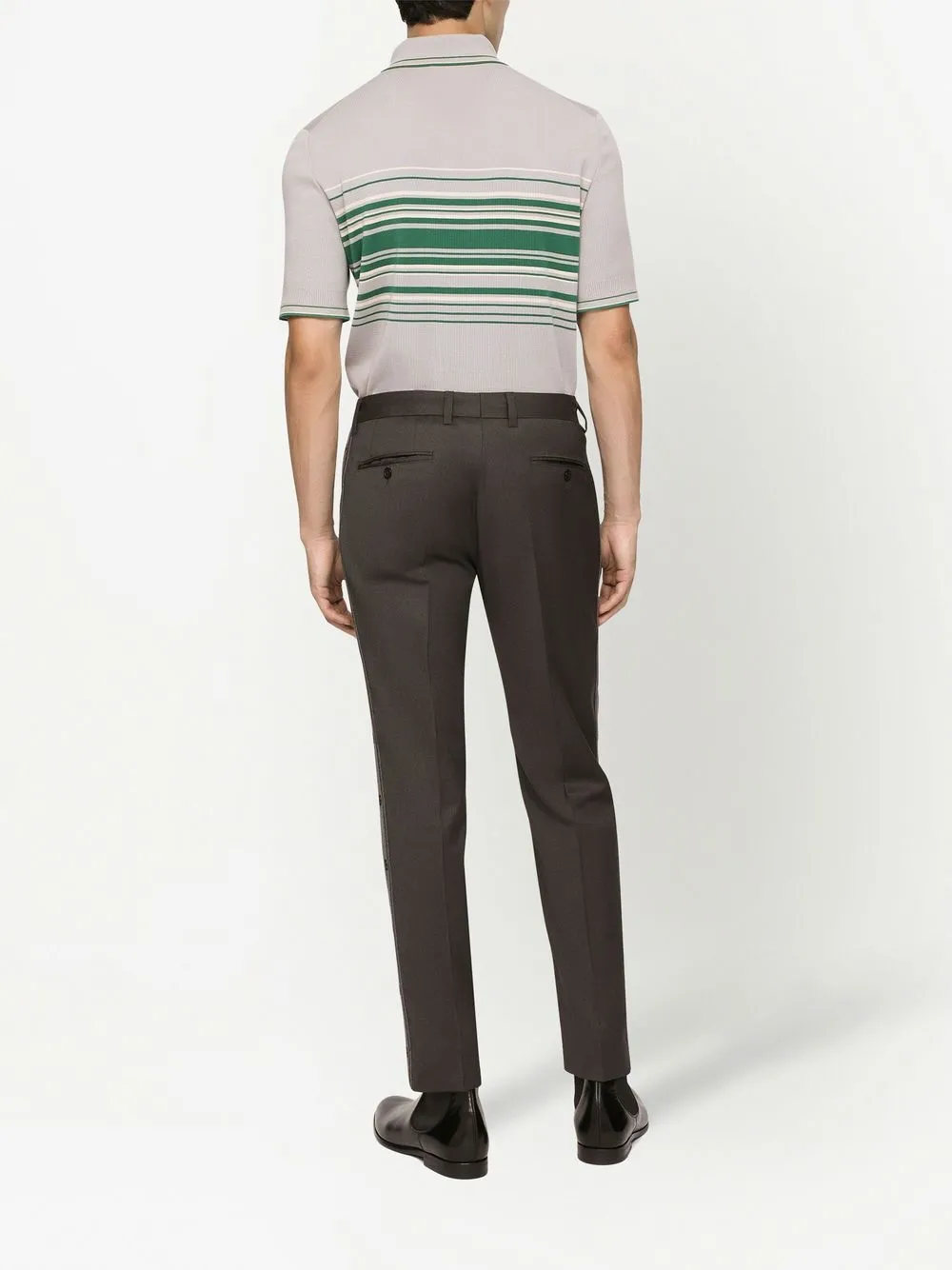 Shop Dolce & Gabbana Logo-trim Tailored Trousers In Grey