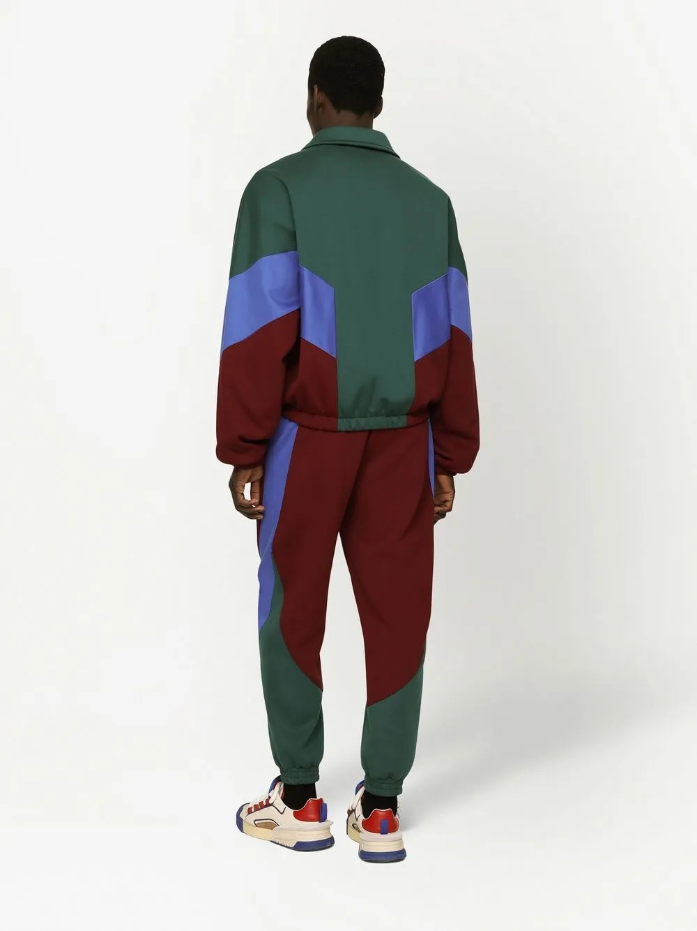 Dolce & Gabbana Logo-patch Colour-block Sweatpants In Red
